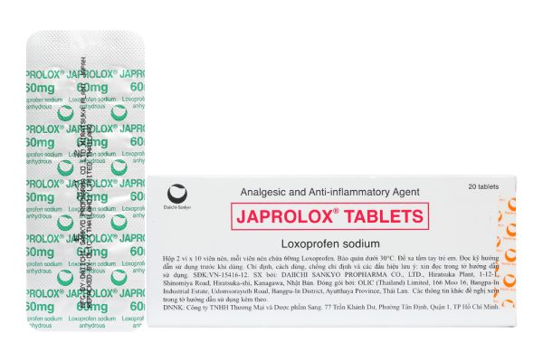 Japrolox 60mg giảm đau, kháng viêm xương khớp, hạ sốt (2 vỉ x 10 viên)