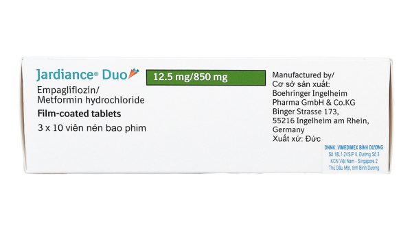 Jardiance Duo 12.5mg/850mg trị đái tháo đường (3 vỉ x 10 viên)