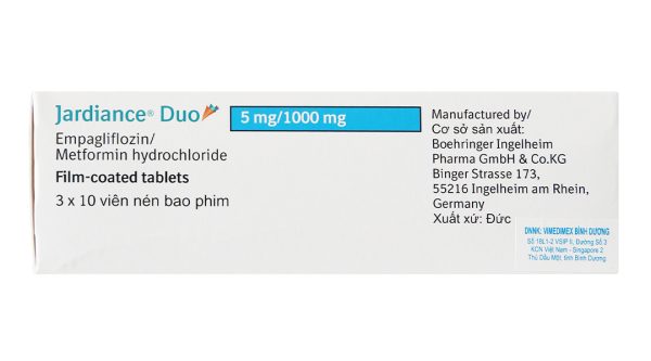 Jardiance Duo 5mg/1000mg trị đái tháo đường (3 vỉ x 10 viên)