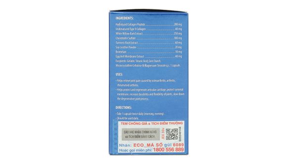 Ecogreen JEX Natural Joint Pain Relief bảo vệ, tái tạo sụn khớp chai 30 viên