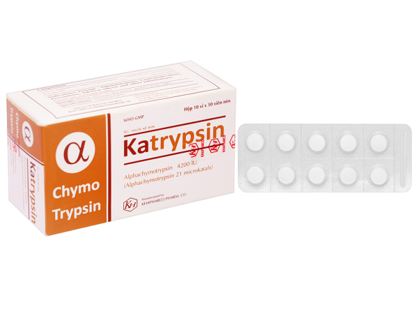 Katrypsin 4200 IU trị phù nề sau chấn thương (10 vỉ x 10 viên)