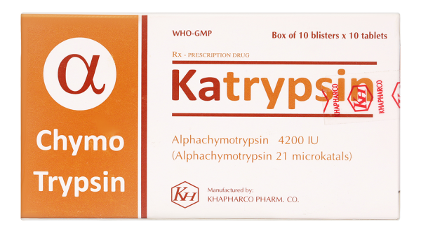 Katrypsin 4200 IU trị phù nề sau chấn thương (10 vỉ x 10 viên)