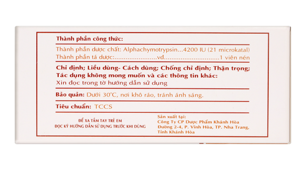 Katrypsin 4200 IU trị phù nề sau chấn thương (10 vỉ x 10 viên)