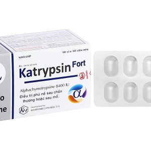 Katrypsin Fort 8400IU trị phù nề sau chấn thương, phẩu thuật, bỏng (10 vỉ x 10 viên)