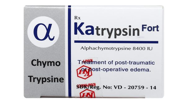 Katrypsin Fort 8400IU trị phù nề sau chấn thương, phẩu thuật, bỏng (10 vỉ x 10 viên)