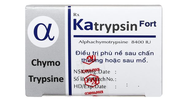 Katrypsin Fort 8400IU trị phù nề sau chấn thương, phẩu thuật, bỏng (10 vỉ x 10 viên)