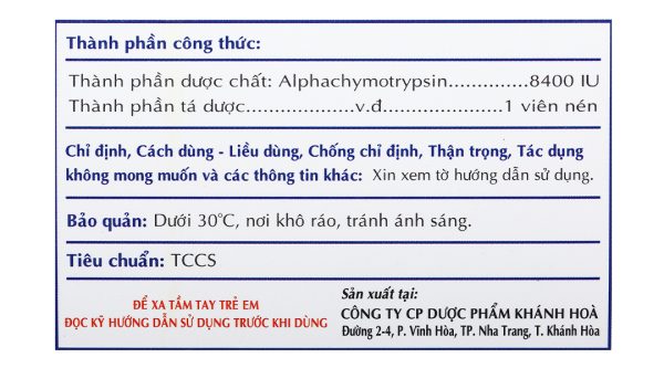 Katrypsin Fort 8400IU trị phù nề sau chấn thương, phẩu thuật, bỏng (10 vỉ x 10 viên)