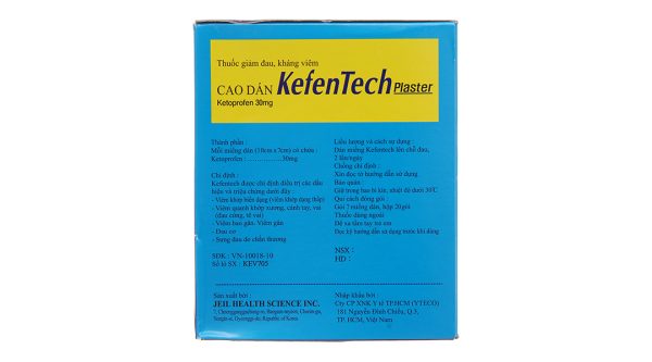Cao dán KefenTech Plaster 30mg (10cm x 7 cm) giảm đau, kháng viêm (20 gói x 7 miếng)