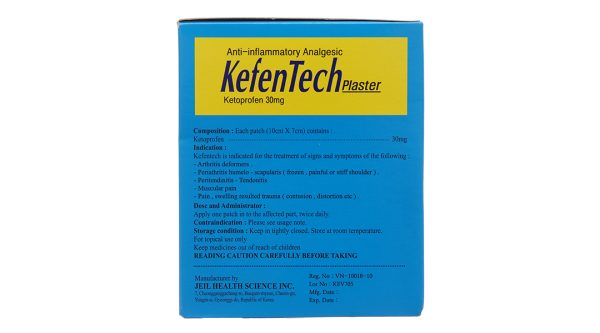 Cao dán KefenTech Plaster 30mg (10cm x 7 cm) giảm đau, kháng viêm (20 gói x 7 miếng)