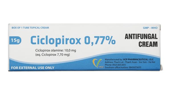 Kem bôi da Ciclopirox 0,77% VCP điều trị tại chỗ các bệnh nấm da tuýp 15g