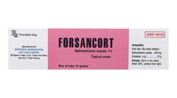 Kem bôi Forsancort 1% trị các bệnh viêm da tiếp xúc tuýp 10g