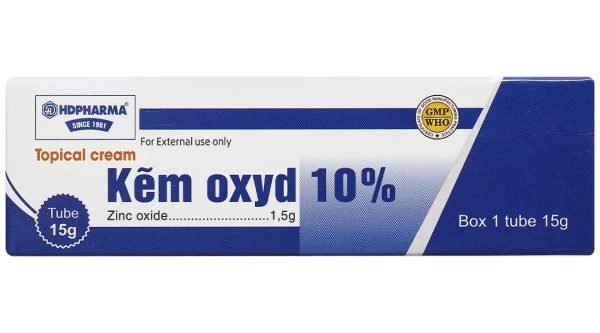 Kem bôi da Kẽm Oxyd 10% HDpharma trị các bệnh da, nhiễm khuẩn da tuýp 15g
