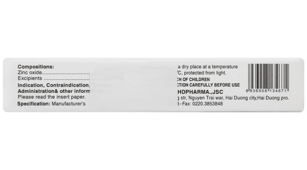 Kem bôi da Kẽm Oxyd 10% HDpharma trị các bệnh da, nhiễm khuẩn da tuýp 15g
