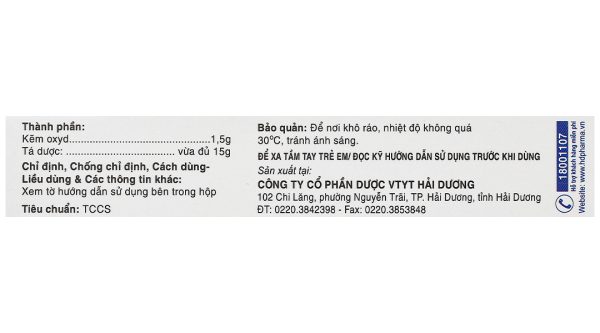 Kem bôi da Kẽm Oxyd 10% HDpharma trị các bệnh da, nhiễm khuẩn da tuýp 15g