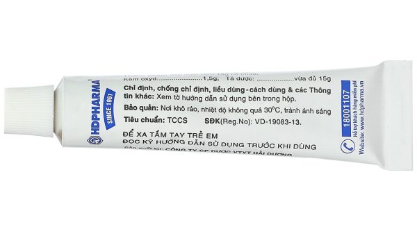Kem bôi da Kẽm Oxyd 10% HDpharma trị các bệnh da, nhiễm khuẩn da tuýp 15g
