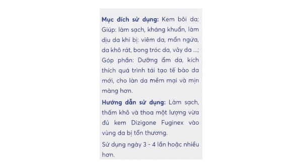 Kem bôi Dizigone Fuginex làm sạch, kháng khuẩn, làm dịu da tuýp 25g
