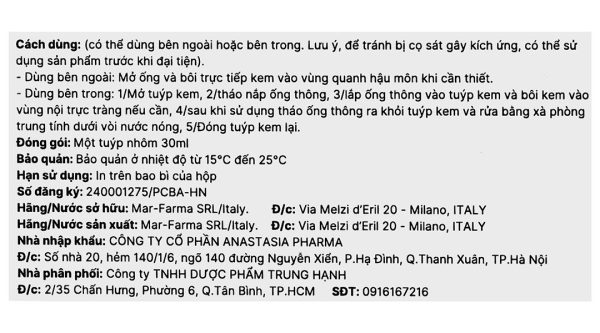 Kem bôi Emoran hỗ trợ giảm các triệu chứng của bệnh trĩ tuýp 30ml