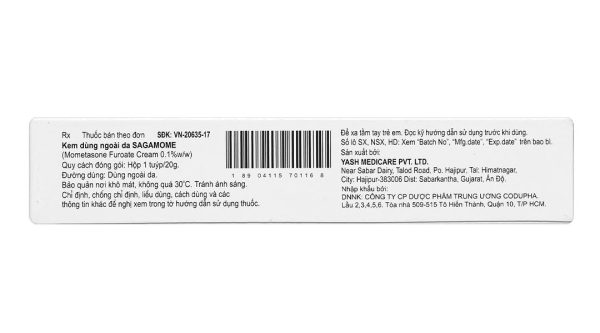 Sagamome Cream 0.1% trị vẩy nến, viêm da dị ứng tuýp 20g