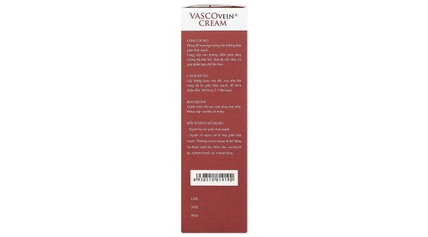 Vascovein Cream giúp ngăn ngừa, cải thiện tình trạng suy giãn tĩnh mạch tuýp 50g
