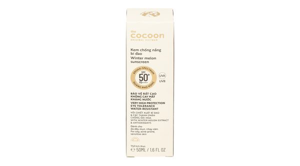 Kem chống nắng bí đao Cocoon SPF50+/ PA++++ cho da nhạy cảm, dầu mụn chai 50ml