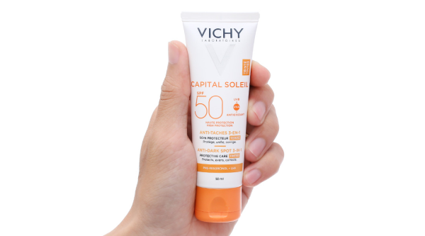 Kem chống nắng Vichy Capital Soleil Anti-Dark Spot 3-in-1 (có màu) giảm thâm nám tuýp 50ml