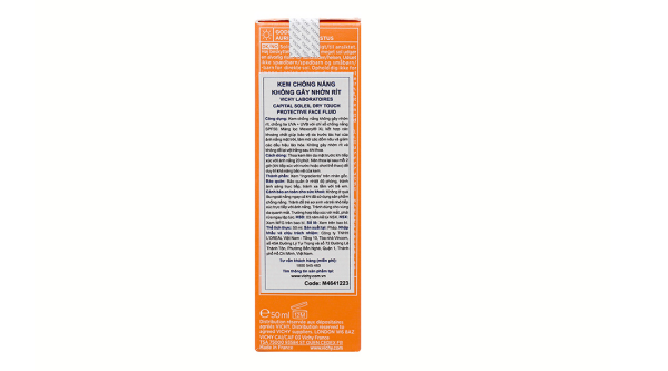 Kem chống nắng Vichy Capital Soleil Dry Touch Protective Face Fluid SPF 50 tuýp 50ml