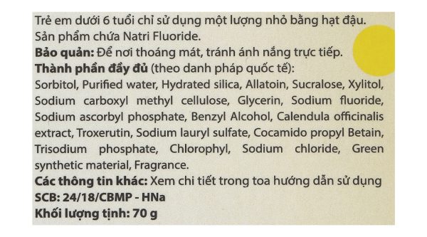 Kem đánh răng dược liệu Ngọc Châu trẻ em ngừa sâu răng tuýp 70g