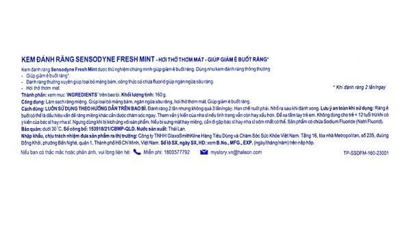 Kem đánh răng Sensodyne Fresh Mint giảm ê buốt tuýp 160g