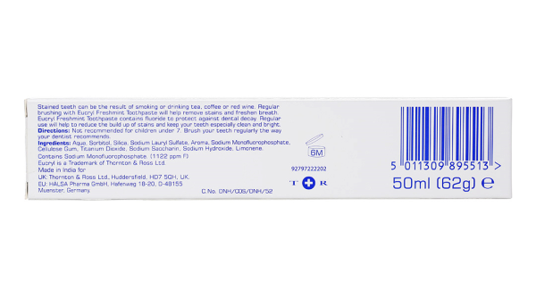 Kem đánh răng bạc hà tẩy trắng Eucryl Toothpaste ngừa sâu răng tuýp 62g