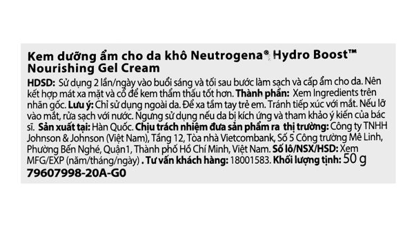 Gel dưỡng ẩm Neutrogena Hydro Boost Nourishing cho da khô hũ 50g