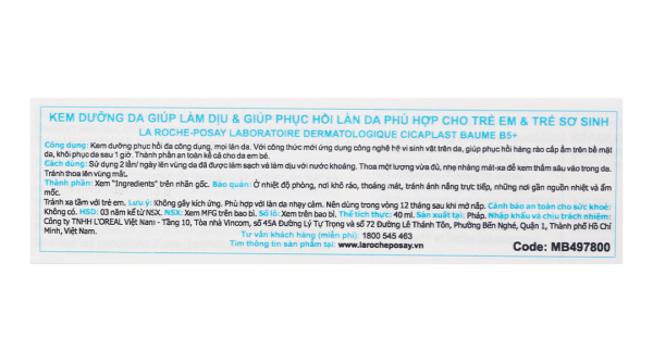 Kem dưỡng La Roche-Posay Cicaplast Baume B5 phục hồi da tuýp 40ml