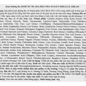 Kem dưỡng da Some By Mi AHA-BHA-PHA 30 Days Miracle Cream giúp giảm mụn hũ 60g
