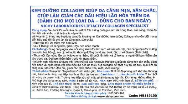 Kem dưỡng Vichy Liftactiv Collagen Specialist ngừa lão hóa hũ 50ml