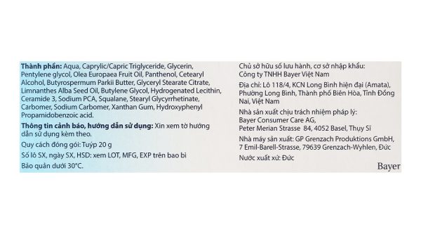 Kem Bepanthen Itch Relief Cream giảm ngứa, mẩn đỏ do viêm da tuýp 20g