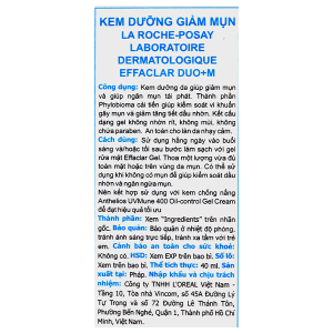 Kem dưỡng La Roche-Posay Effaclar Duo+ M ngăn ngừa mụn hiệu quả tube 40ml