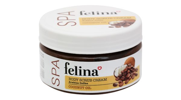 Kem tẩy tế bào chết Felina hạt cà phê & tinh dầu dừa hũ 220g