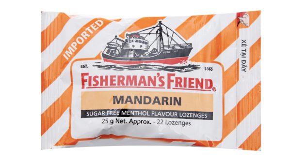 Kẹo cay Con Tàu Fisherman's Friend không đường vị quýt và menthol gói 25g