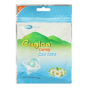Kẹo ngậm thảo dược Eugica Candy Cool Extra giảm đau họng gói 15 viên