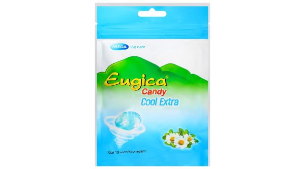 Kẹo ngậm thảo dược Eugica Candy Cool Extra giảm đau họng gói 15 viên