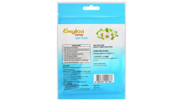 Kẹo ngậm thảo dược Eugica Candy Cool Extra giảm đau họng gói 15 viên