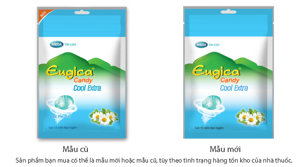 Kẹo ngậm thảo dược Eugica Candy Cool Extra giảm đau họng gói 15 viên