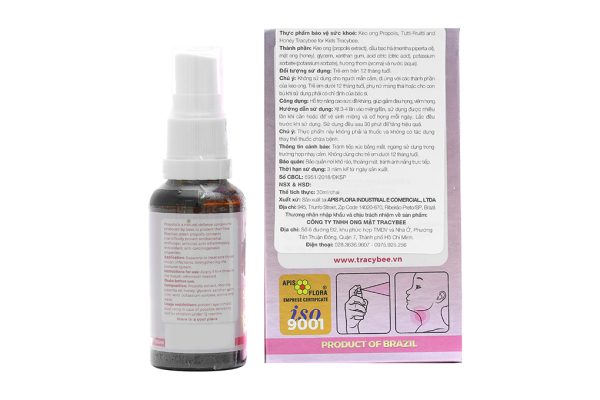 Xịt họng keo ong Tracybee trái cây giảm đau họng, viêm họng chai 30ml