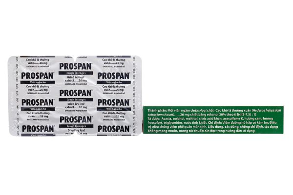 Viên ngậm Prospan trị viêm đường hô hấp, đau họng (2 vỉ x 10 viên)