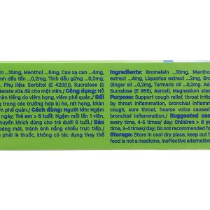 Viên ngậm Viacol Plus hỗ trợ giảm ho, đau rát họng tuýp 20 viên