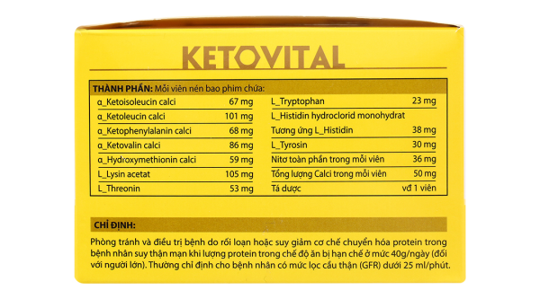 Ketovital phòng và trị rối loạn cơ chế chuyển hoá protein (10 vỉ x 10 viên)