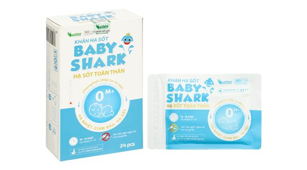 Khăn hạ sốt Baby Shark 0M+ cho bé (4 gói x 6 miếng)