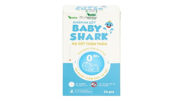 Khăn hạ sốt Baby Shark 0M+ cho bé (4 gói x 6 miếng)
