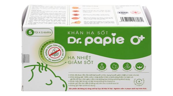 Khăn hạ sốt Dr.Papie 0+ cho bé (5 gói x 5 miếng)