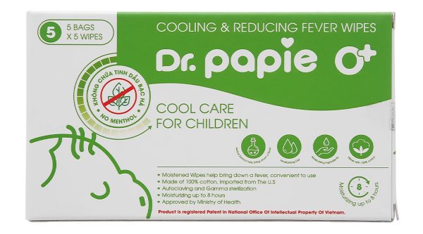 Khăn hạ sốt Dr.Papie 0+ cho bé (5 gói x 5 miếng)