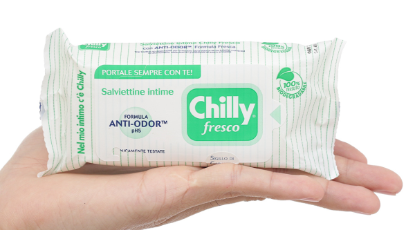 Khăn ướt vệ sinh vùng kín Chilly Fresco se lạnh, làm sạch khử mùi gói 12 miếng